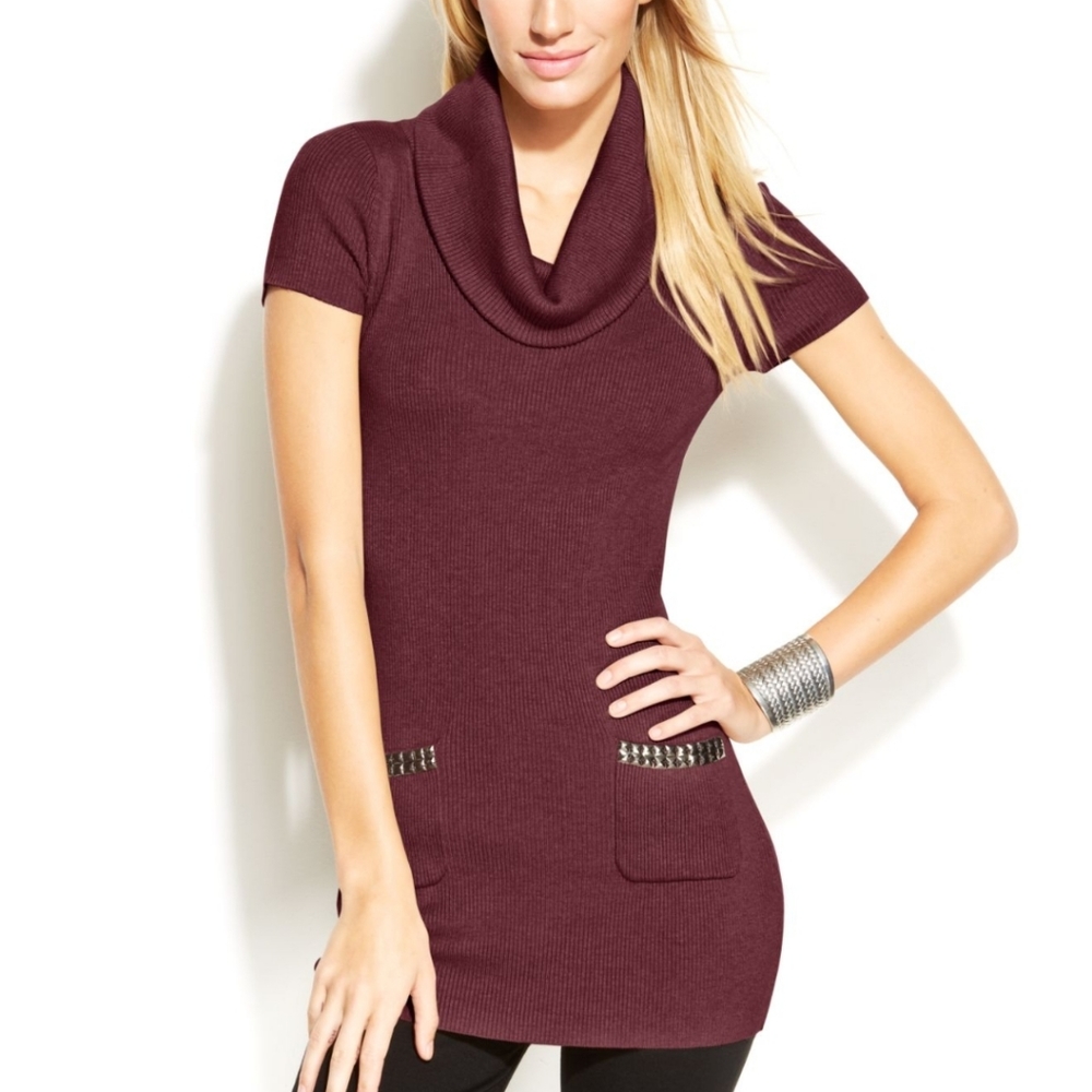 Inc Cowl Neck Short Sleeve Sweater Dress